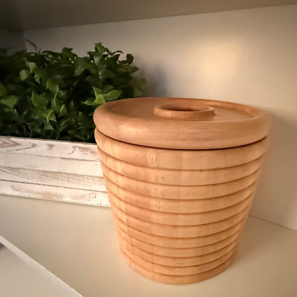The Strata Group for Stafford Natural Wood Tone Beehive Ribbed Wooden Ice Bucket